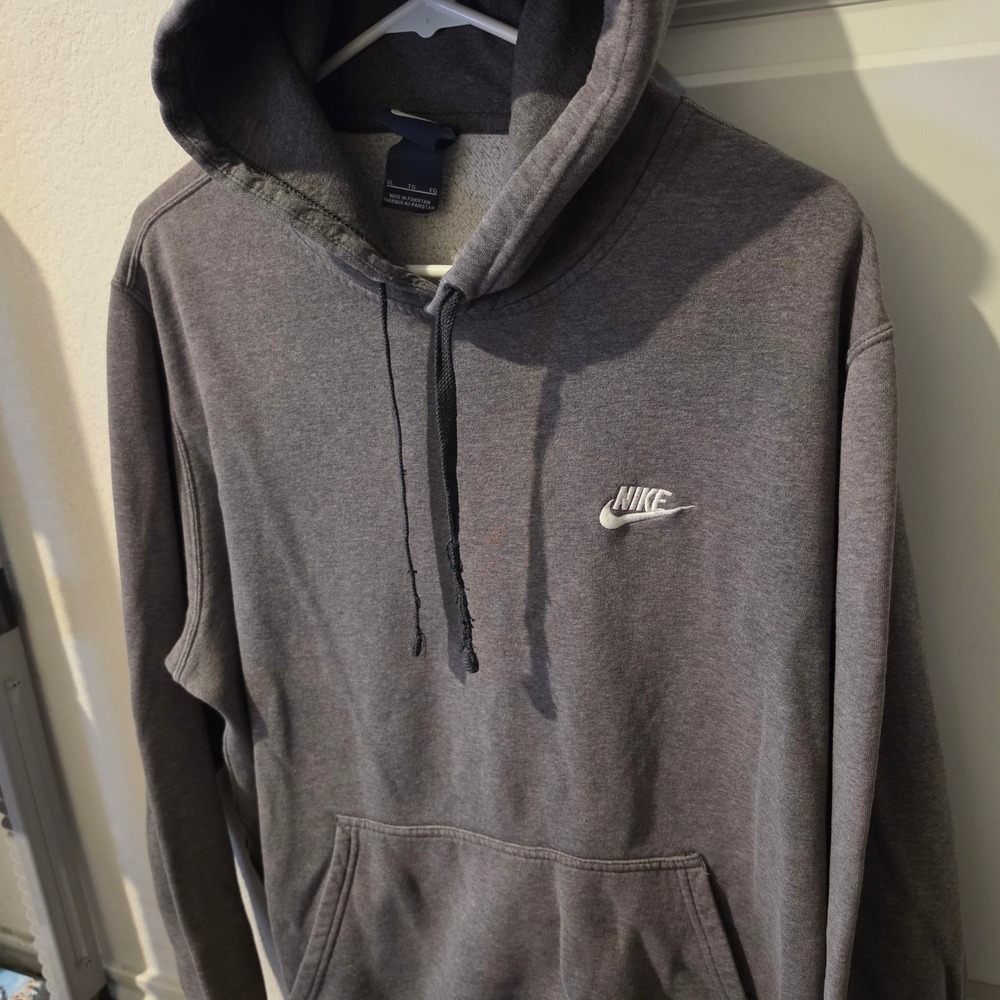 Nike Mens XL Charcoal Gray Heather Fleece Pullover Hoodie Embroidered Logo